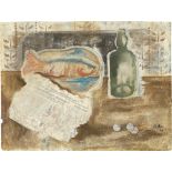 Jankel Adler. Stillleben mit Fisch, Flasche und Zeitung. 1928