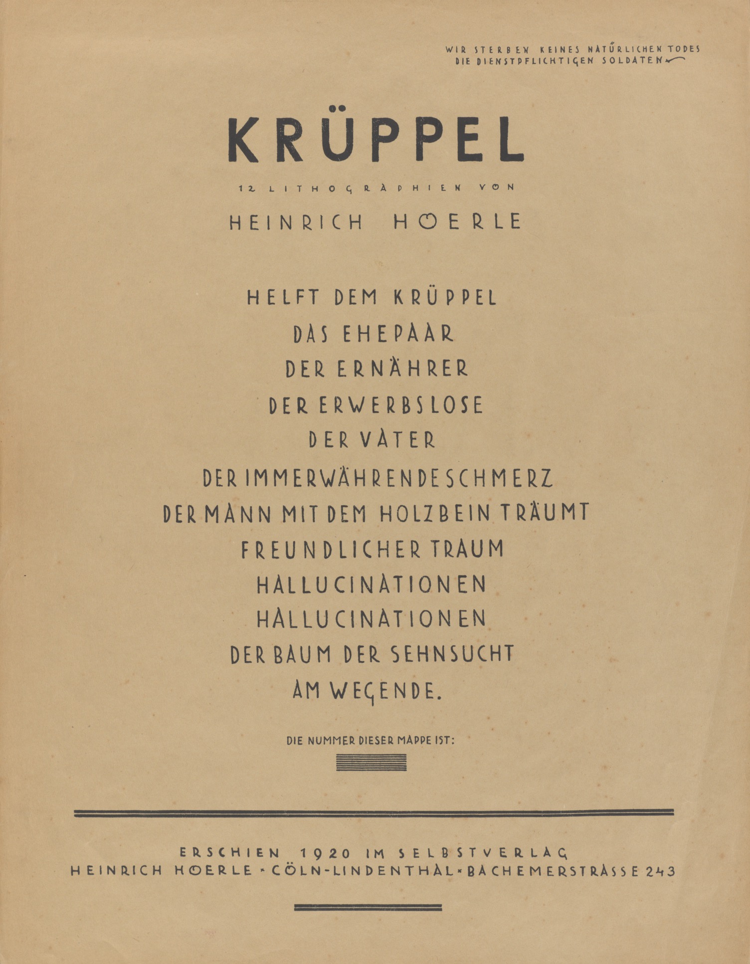 Heinrich Hoerle. „Die Krüppelmappe“. 1920 - Image 13 of 13