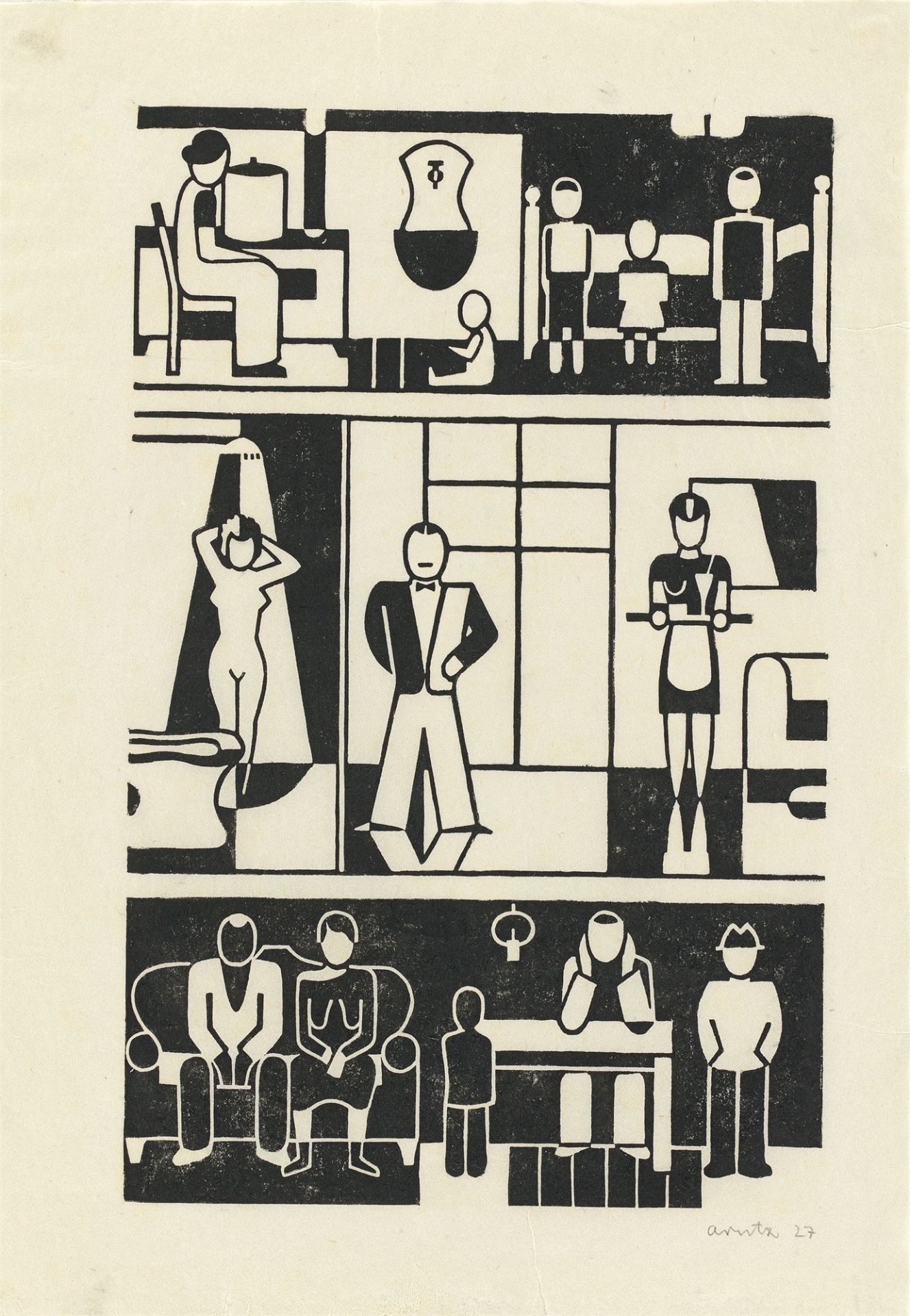 Gerd Arntz. „Häuser der Zeit“. 1927