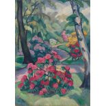 Leni Zimmermann-Heitmüller. Parklandschaft mit blühendem Rhododendron. Um 1917