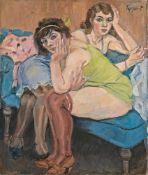 Georg Tappert. „Zwei Mädchen auf blauem Sofa“. 1923