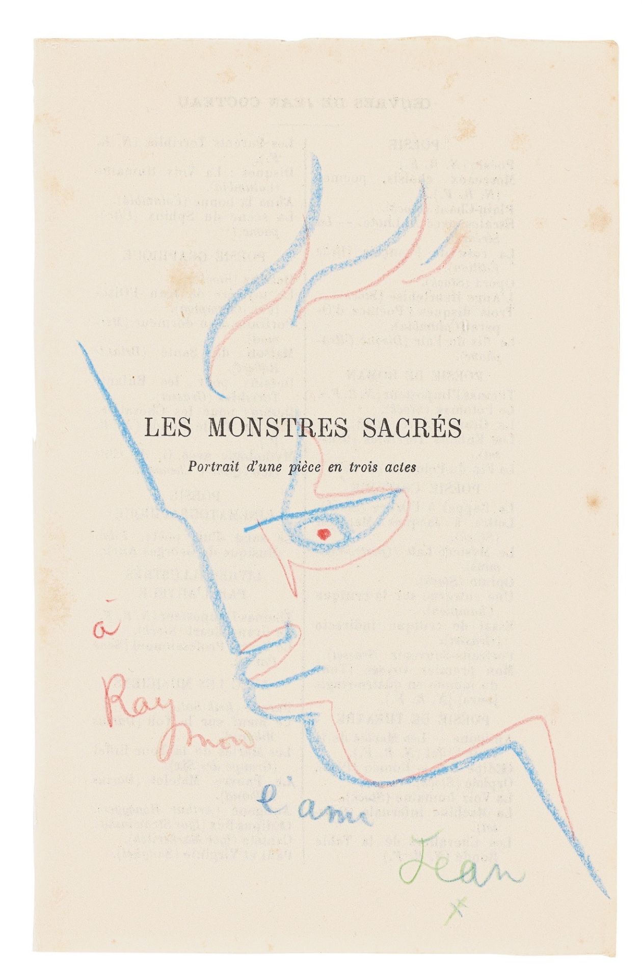 Jean Cocteau. Tête de profil (Hotel Sacher / Les monstres sacrés). 1952 / Nach 1940 - Bild 2 aus 2