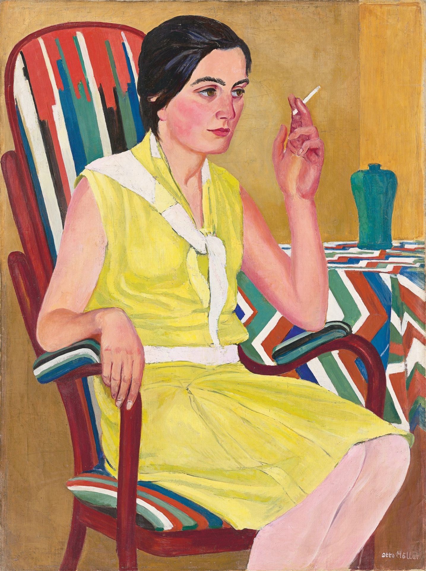 Otto Möller. „Porträt Marga Möller (im gelben Kleid)“. 1930