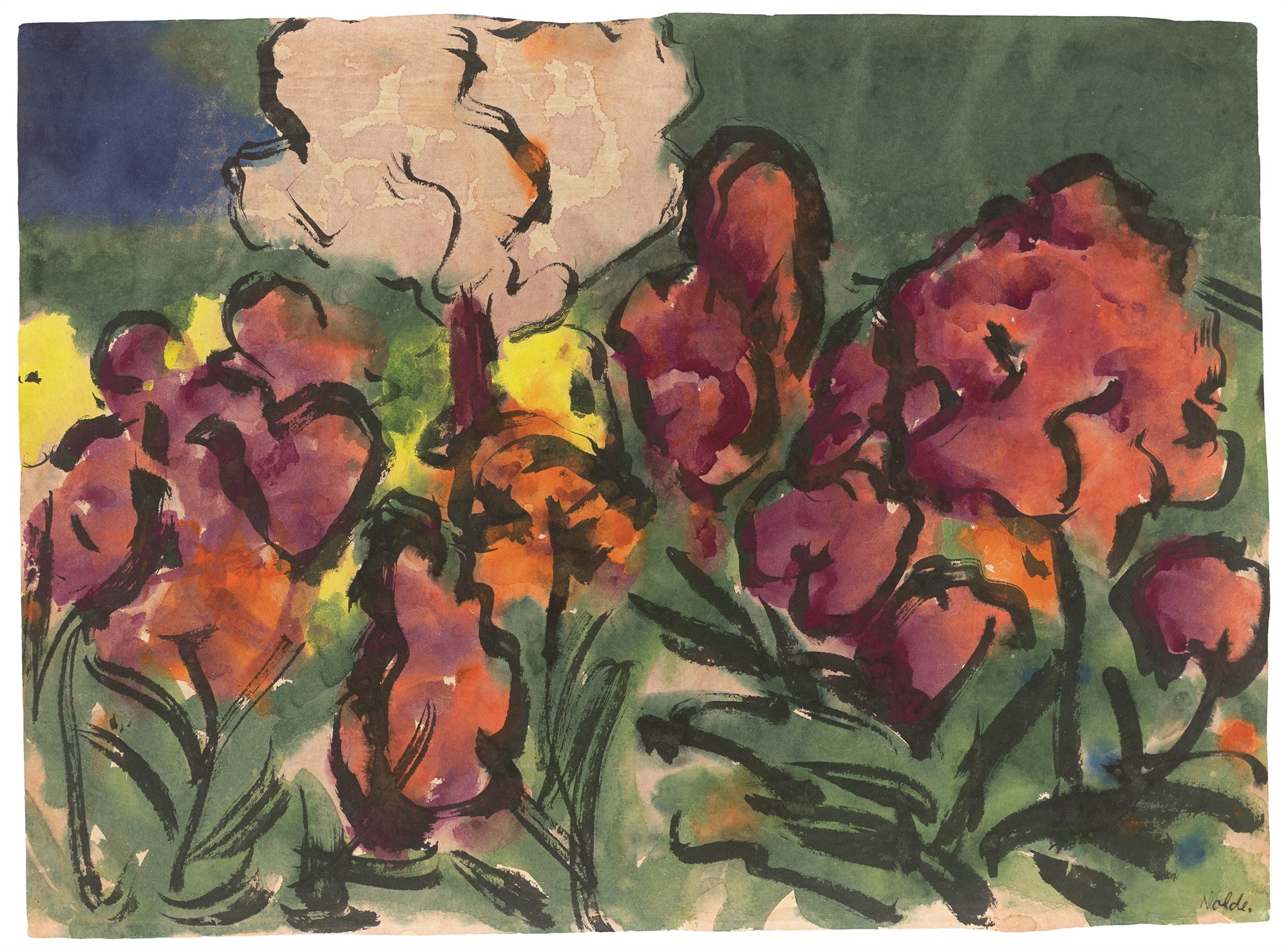 Emil Nolde. „Blühende Sträucher“. 1913/14