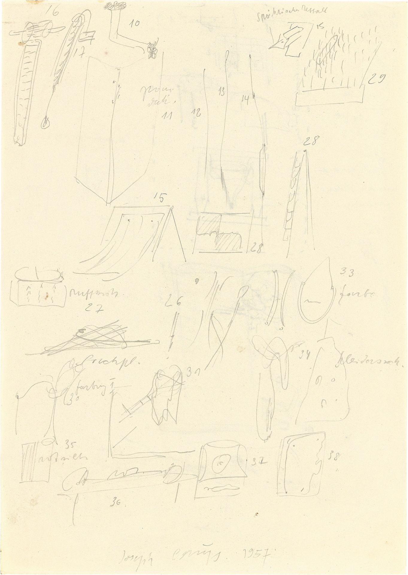 Joseph Beuys. Entwurf für Skulpturen. 1957 - Image 2 of 3