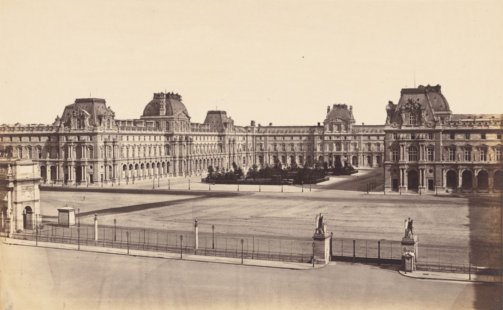 Édouard Denis Baldus. La Cour Napoléon du Louvre, Vue du Carrousel / Pavillon Moll…. Each circa 1857