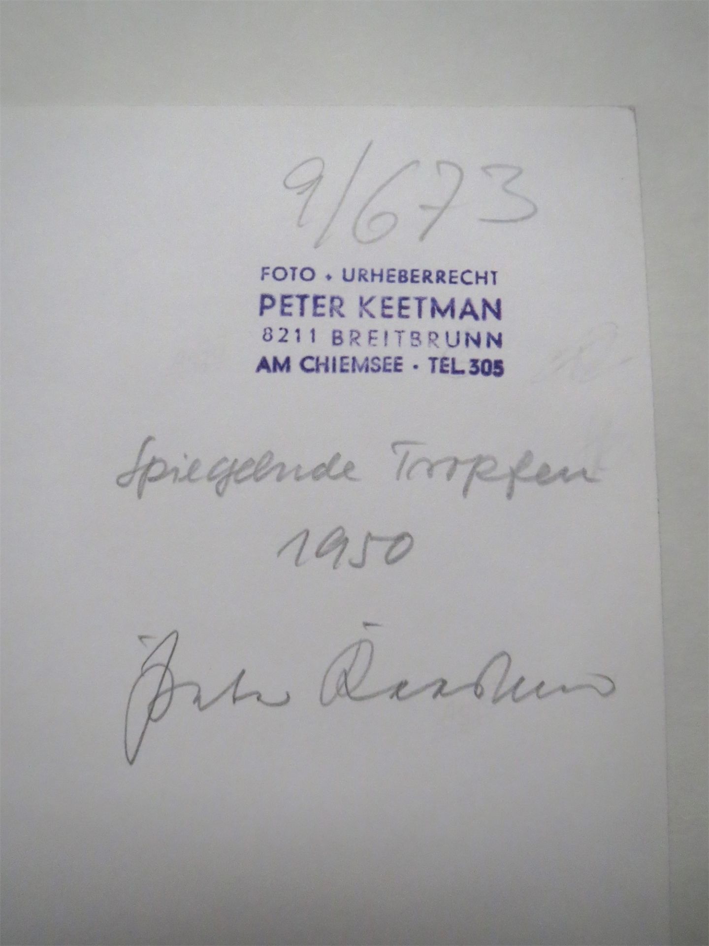 Peter Keetman. ”Spiegelnde Tropfen”. 1950 - Image 2 of 3