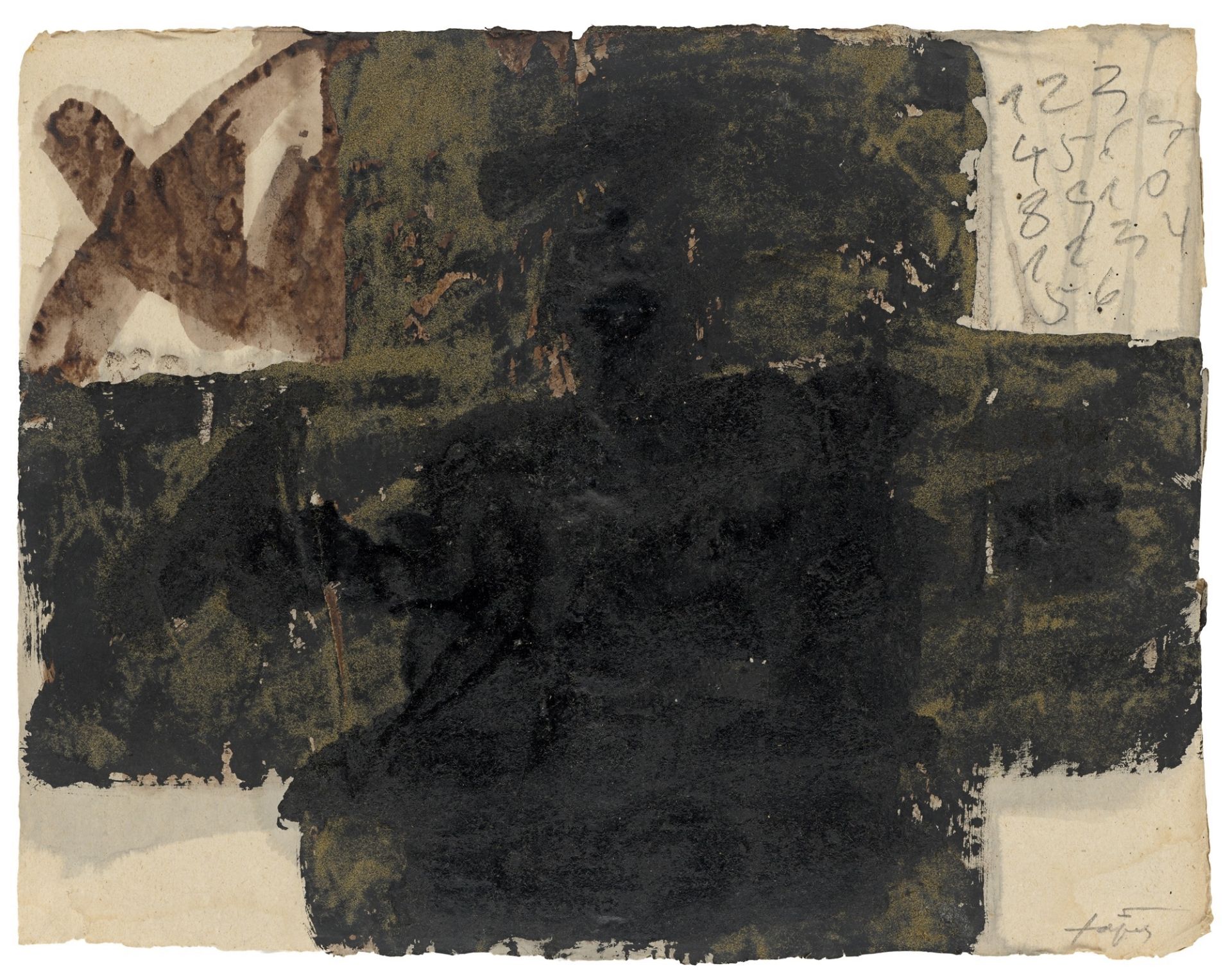 Antoni Tàpies. ”Gran Creu i xifres” (”Large Cross and Figures”). 1977