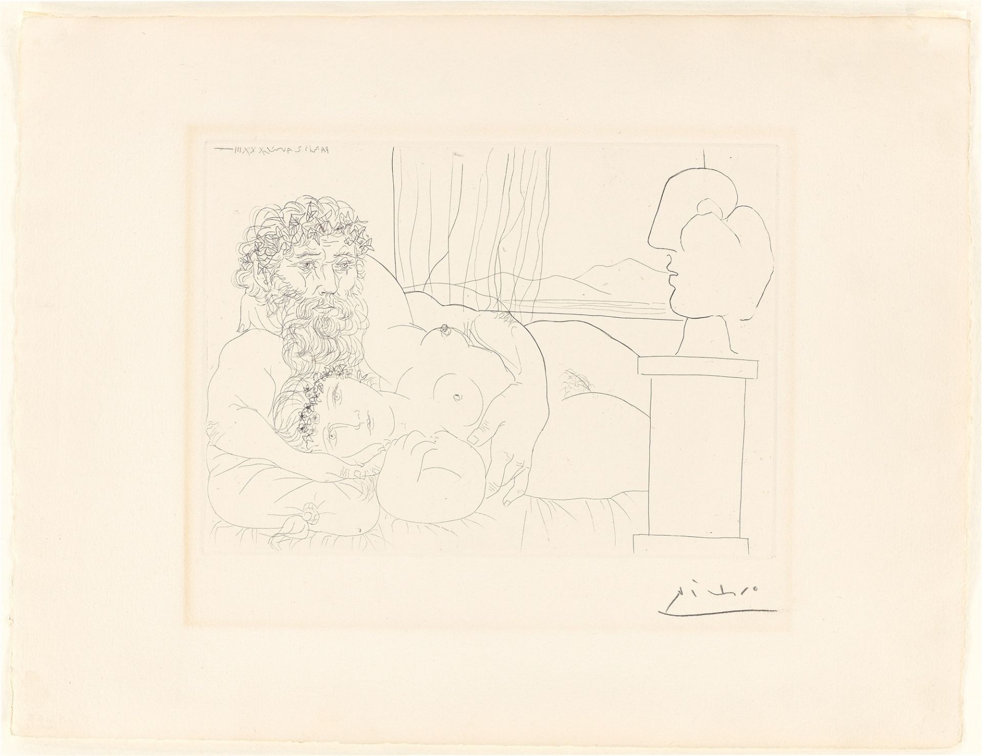 Pablo Picasso. ”Sculpteur et son modèle avec la tête sculptée du modèle”. 1933 - Image 2 of 4