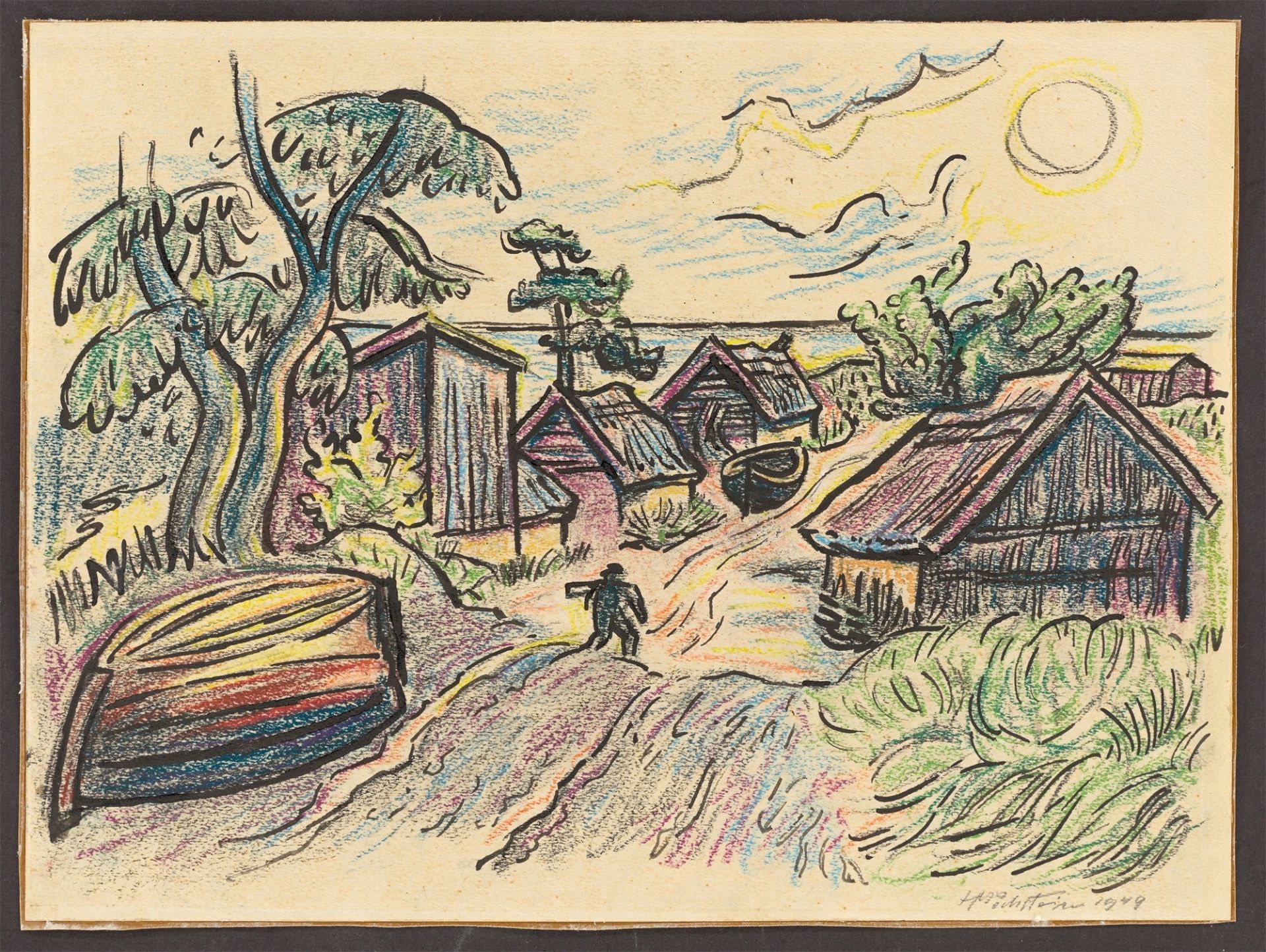 Hermann Max Pechstein. Fischerhäuser in Ückeritz. 1949 - Bild 2 aus 4