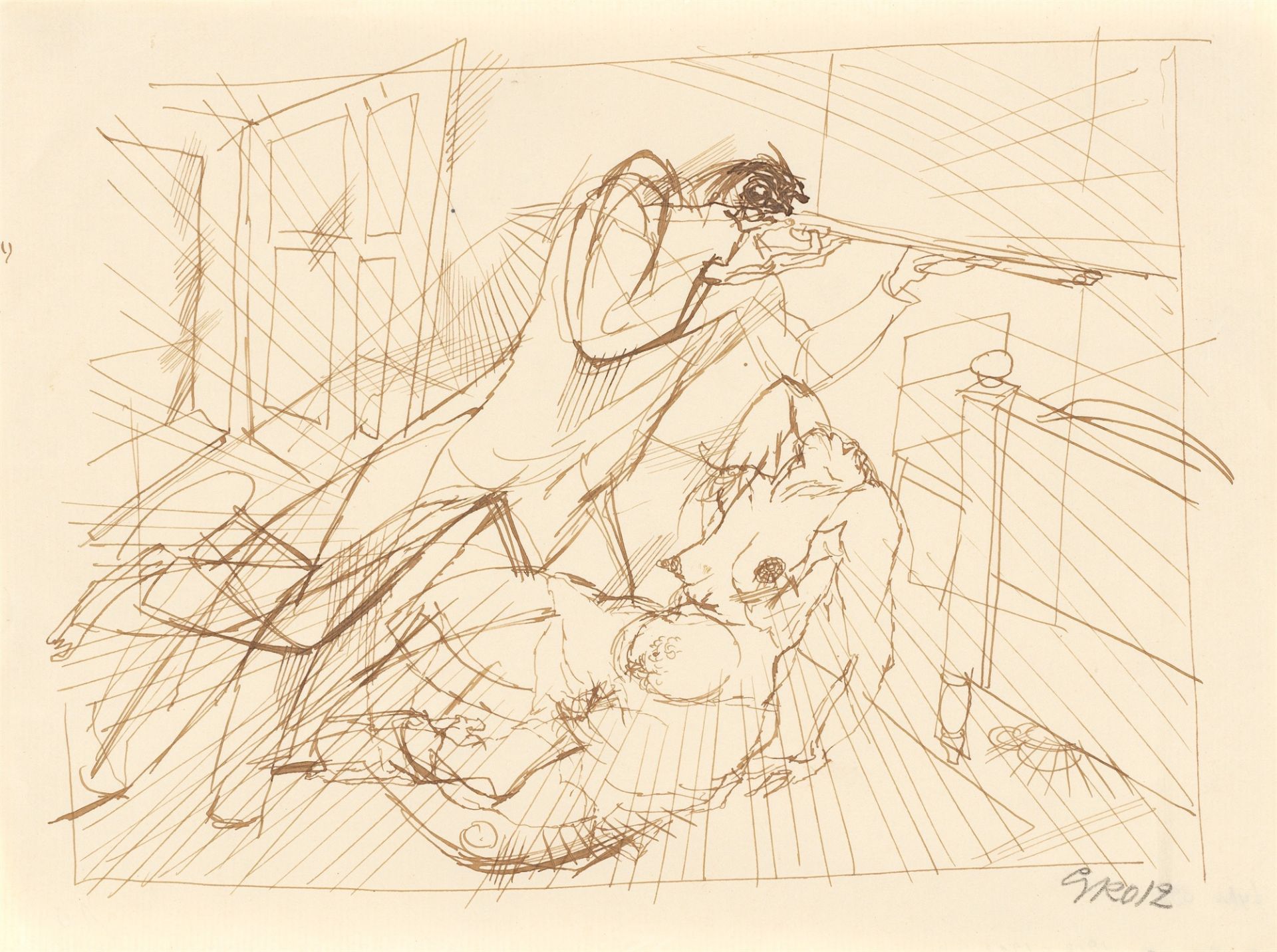 George Grosz. „Die Affäre Mielzynsky / Familientragödie“. 1912/13