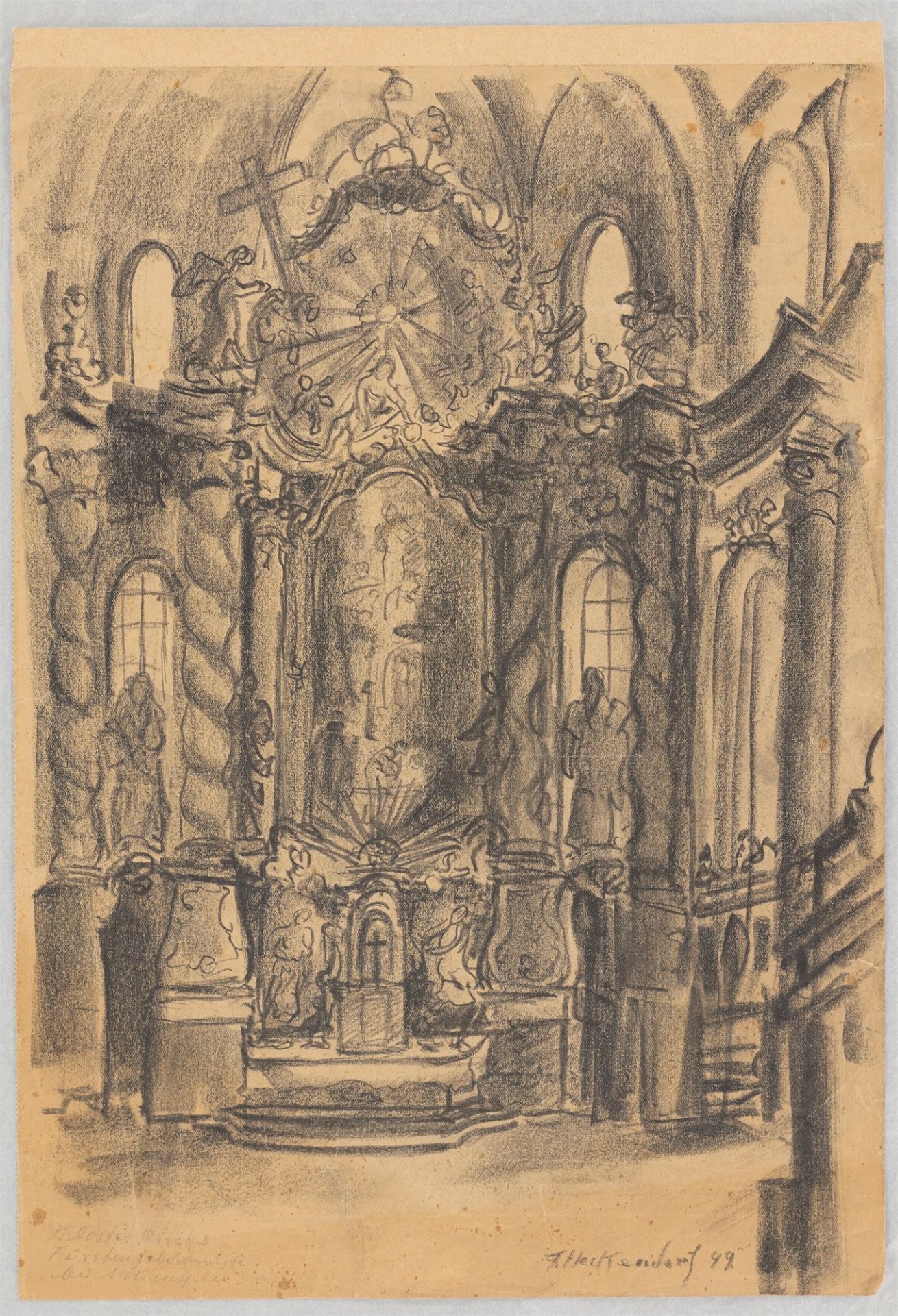 Franz Heckendorf. Monastery church Fürstenfeldbruck near Munich / Crucifixion. 1949 - Image 2 of 8