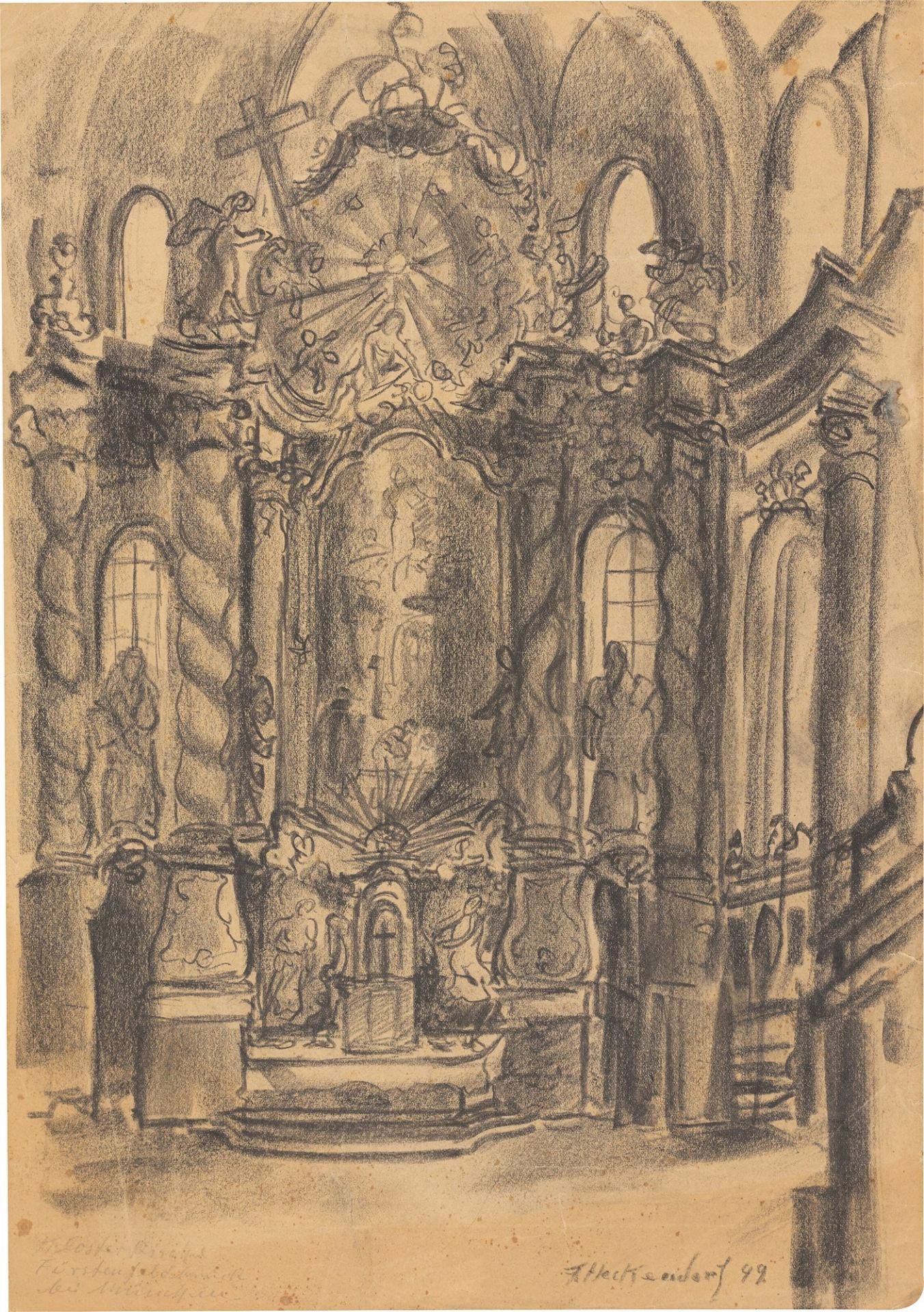 Franz Heckendorf. Monastery church Fürstenfeldbruck near Munich / Crucifixion. 1949