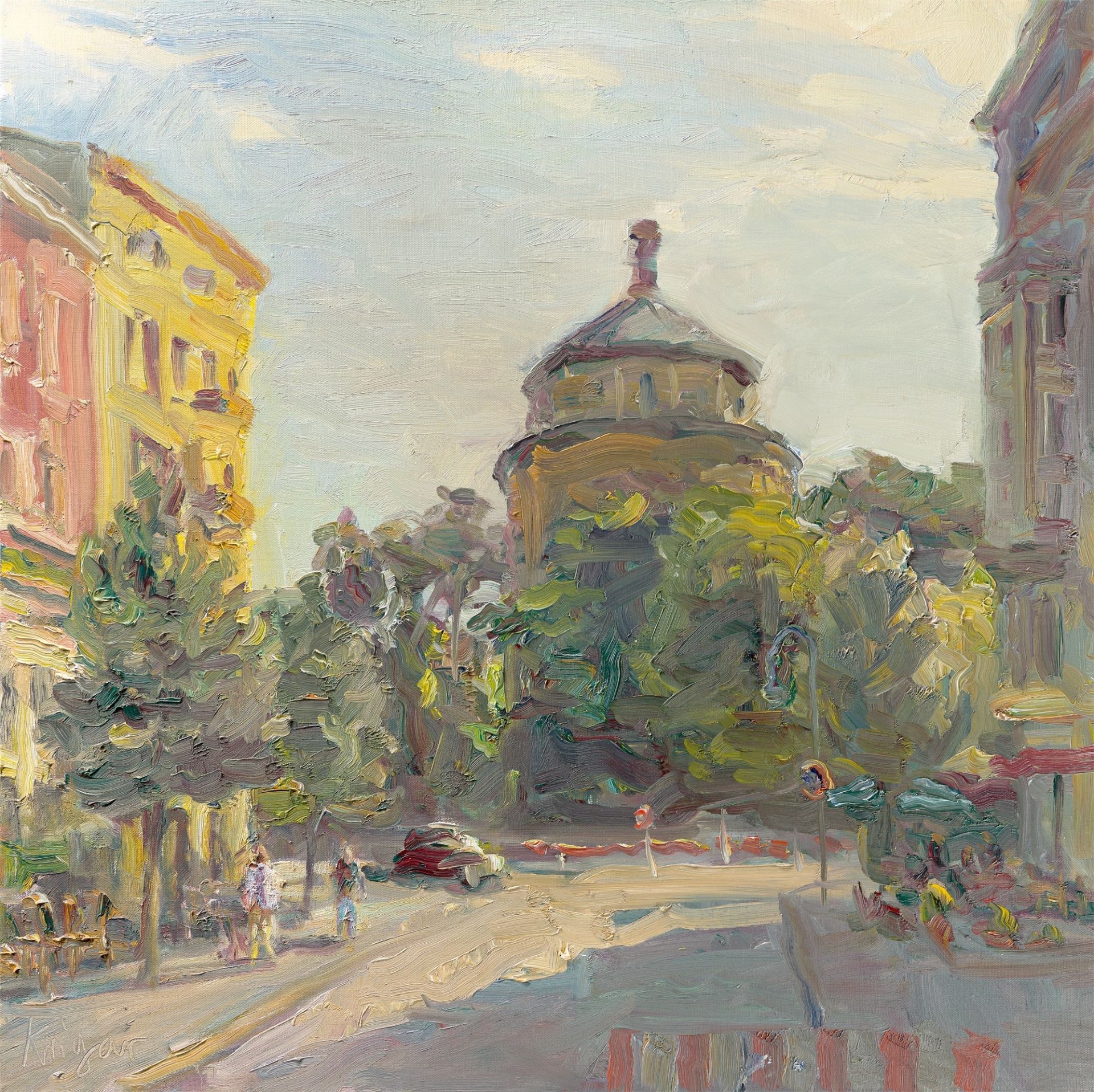 André Krigar. Berlin view: View from Ryckestraße towards the water tower. After 2000