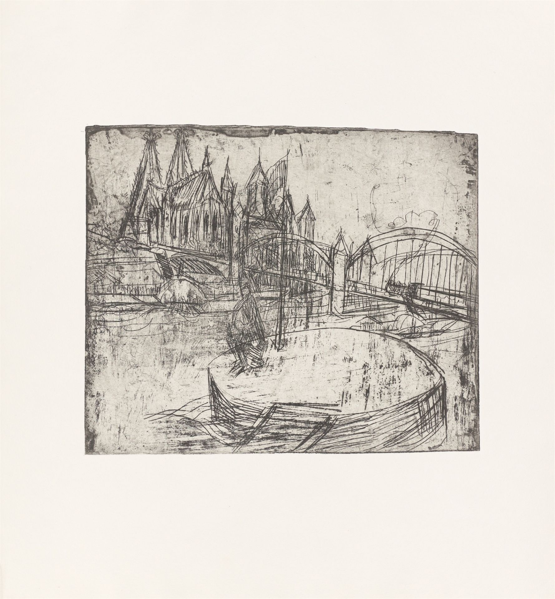 Ernst Ludwig Kirchner. „Rheinbrücke Köln“. 1914/79