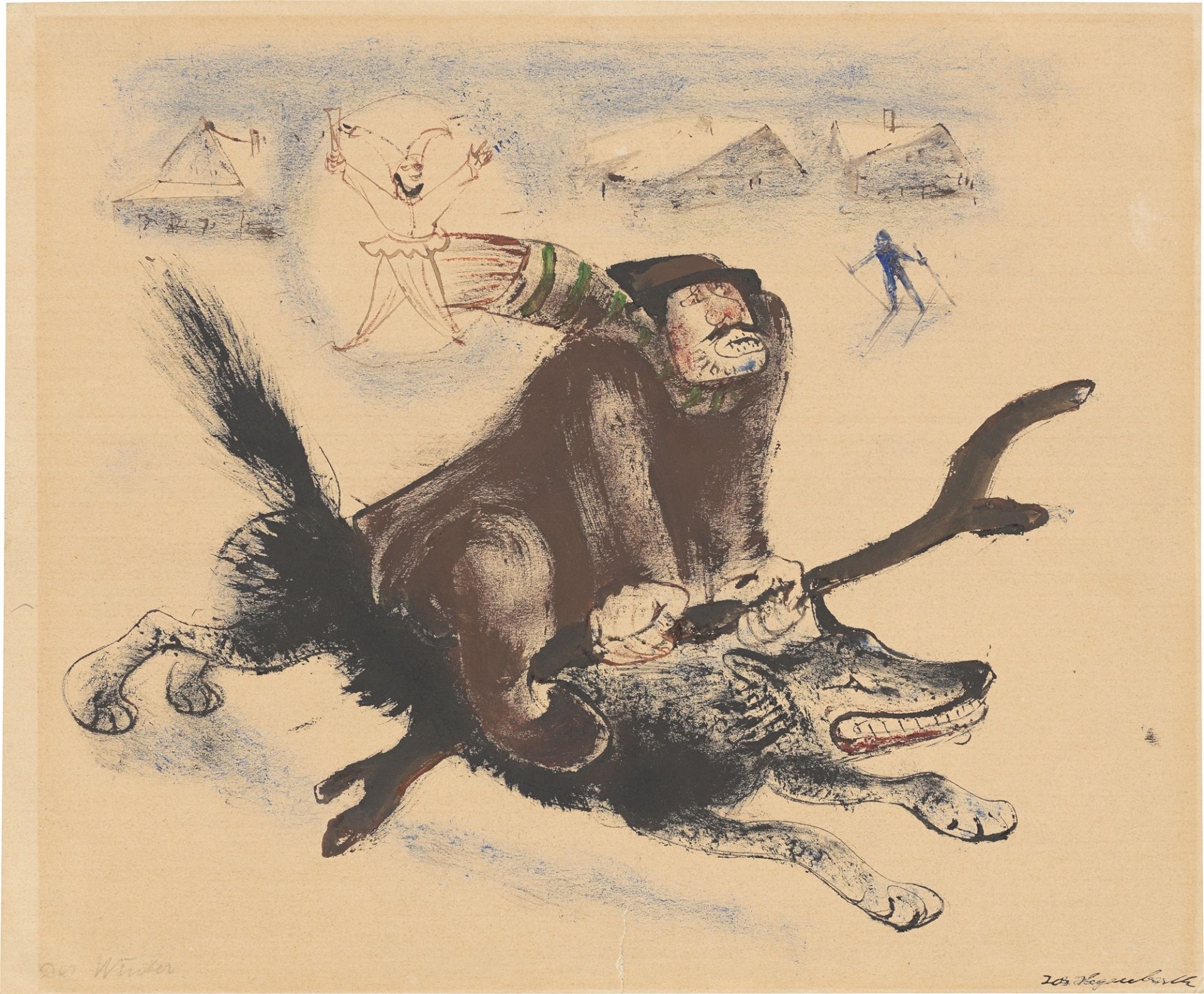 Josef Hegenbarth. ”Der Winter auf einem Wolf reitend”. 1945