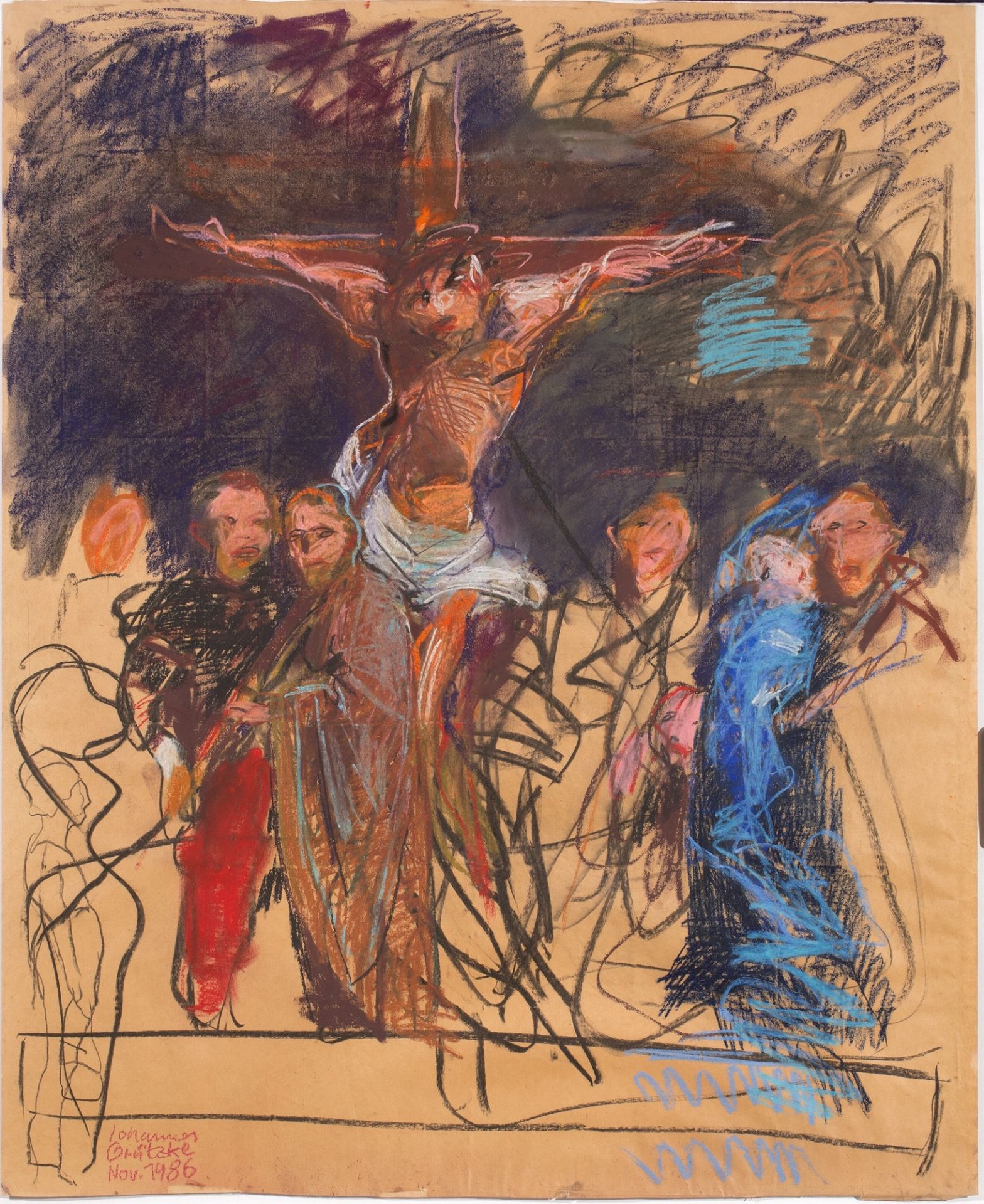 Johannes Grützke. Crucifixion scene. 1986 - Image 2 of 4
