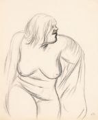 Karl Hubbuch. Female half nude, seated. 1920s