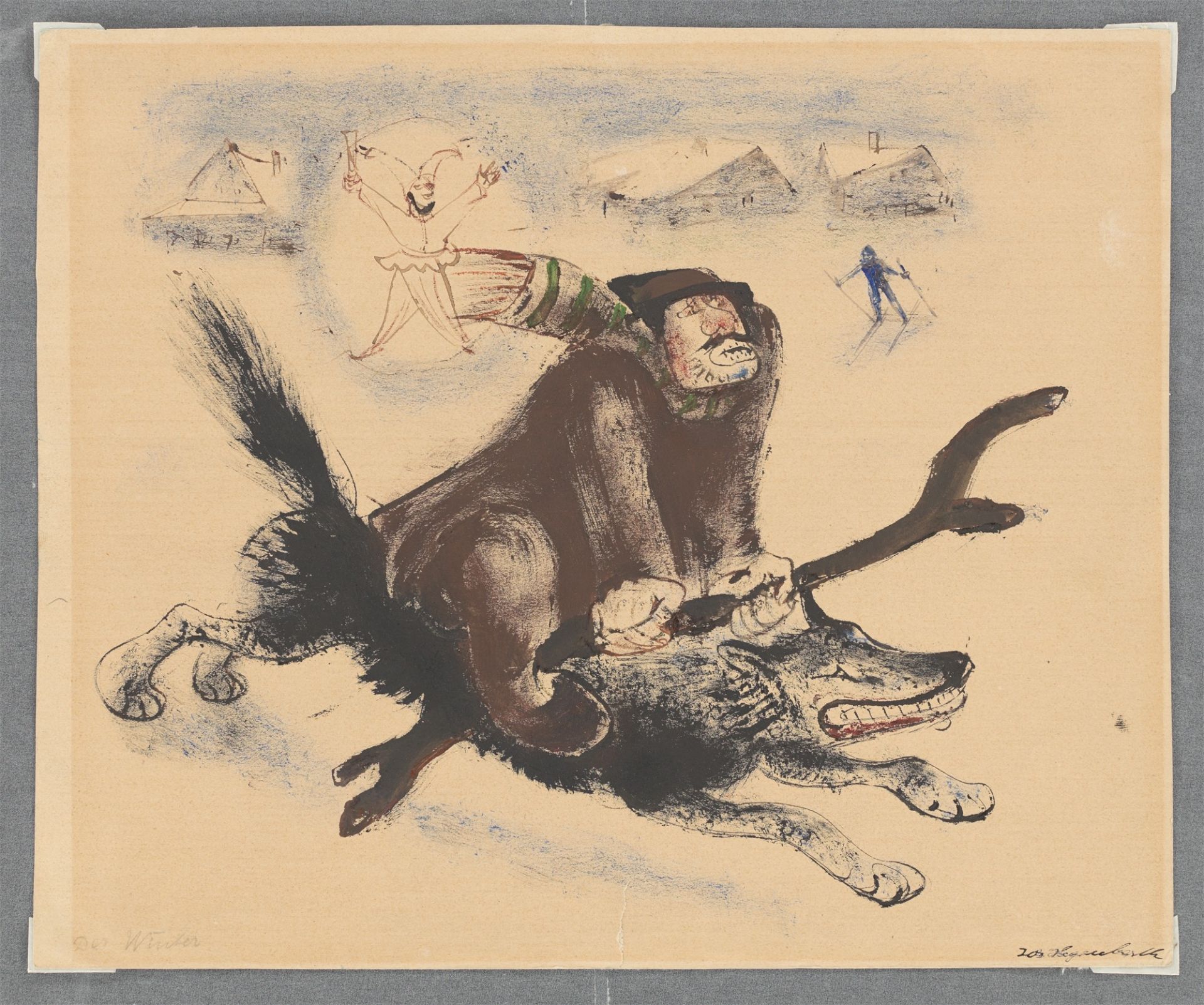 Josef Hegenbarth. ”Der Winter auf einem Wolf reitend”. 1945 - Image 2 of 4