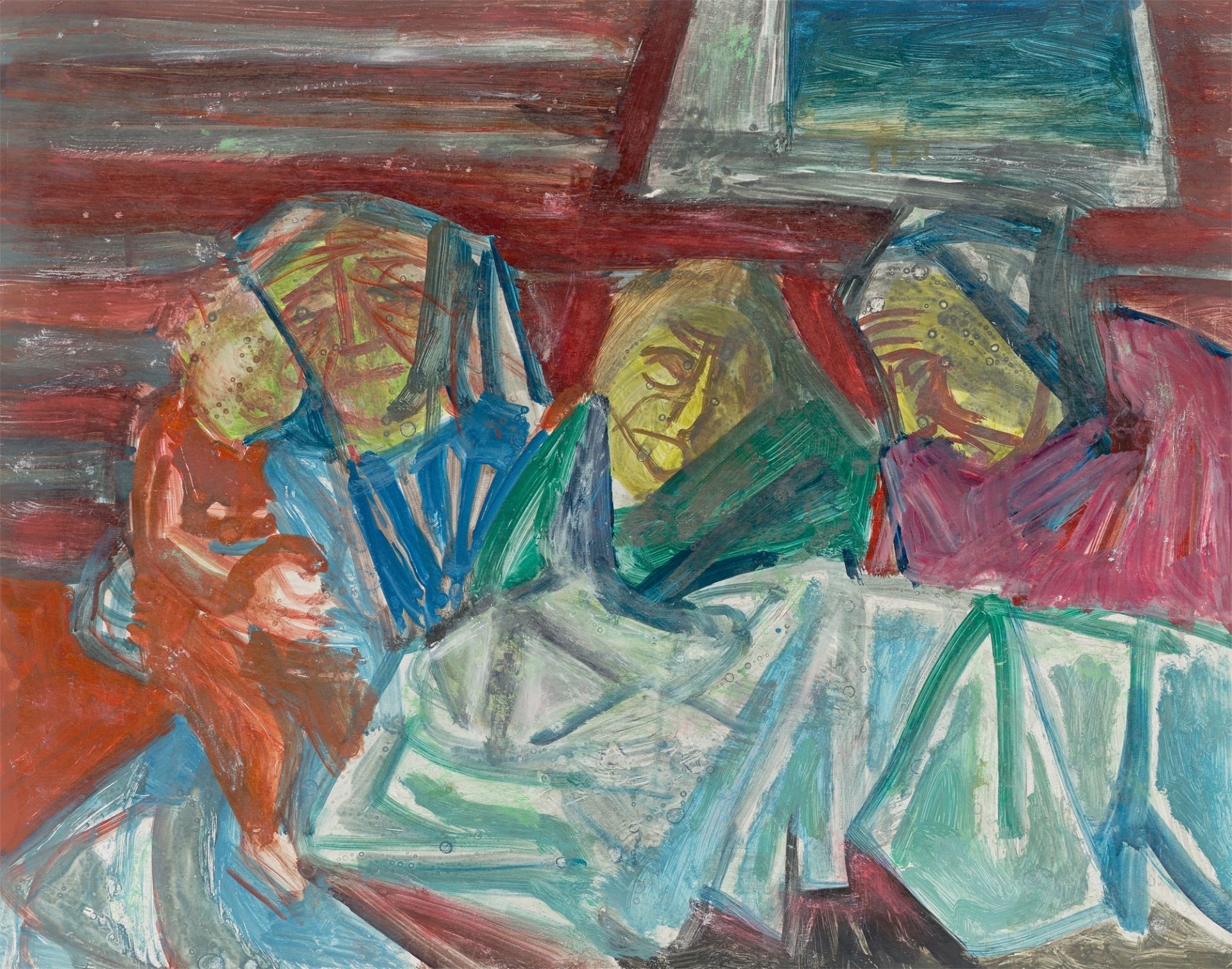 Bruno Krauskopf. Three old women with child. Circa 1950