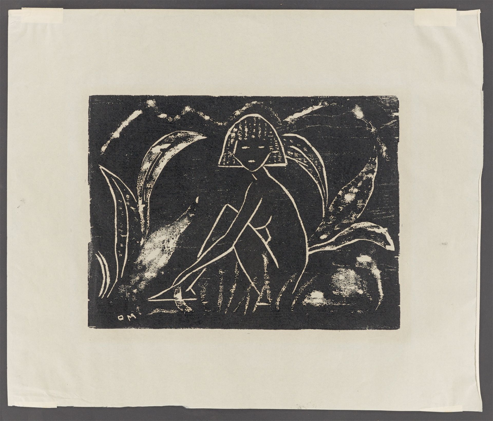 Otto Mueller. ”Mädchen zwischen Blattpflanzen (Mädchen im Schilf)”. 1912 - Image 2 of 3