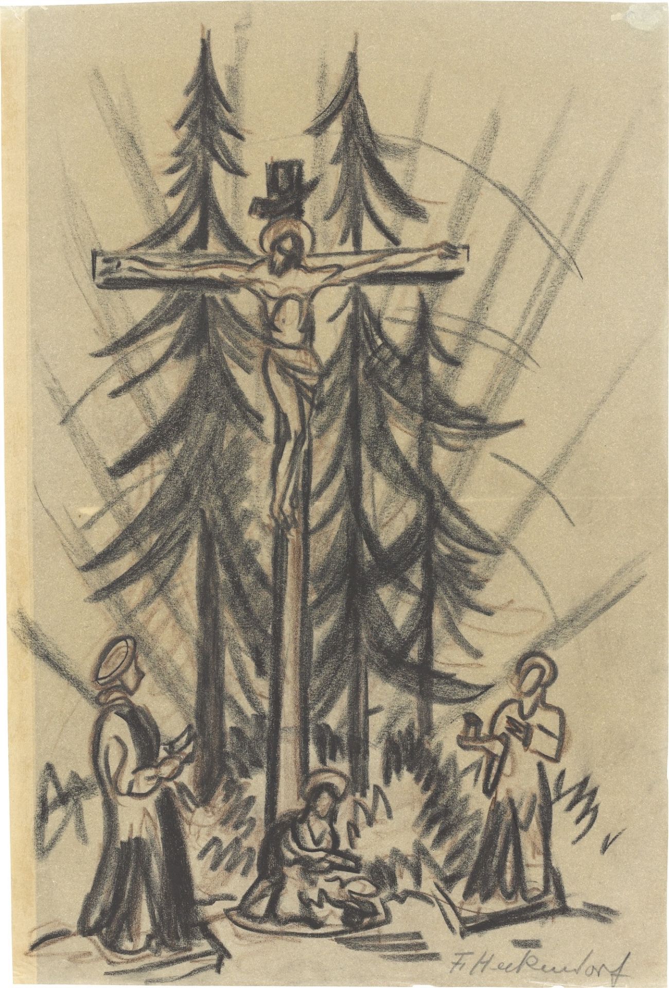 Franz Heckendorf. Monastery church Fürstenfeldbruck near Munich / Crucifixion. 1949 - Image 5 of 8