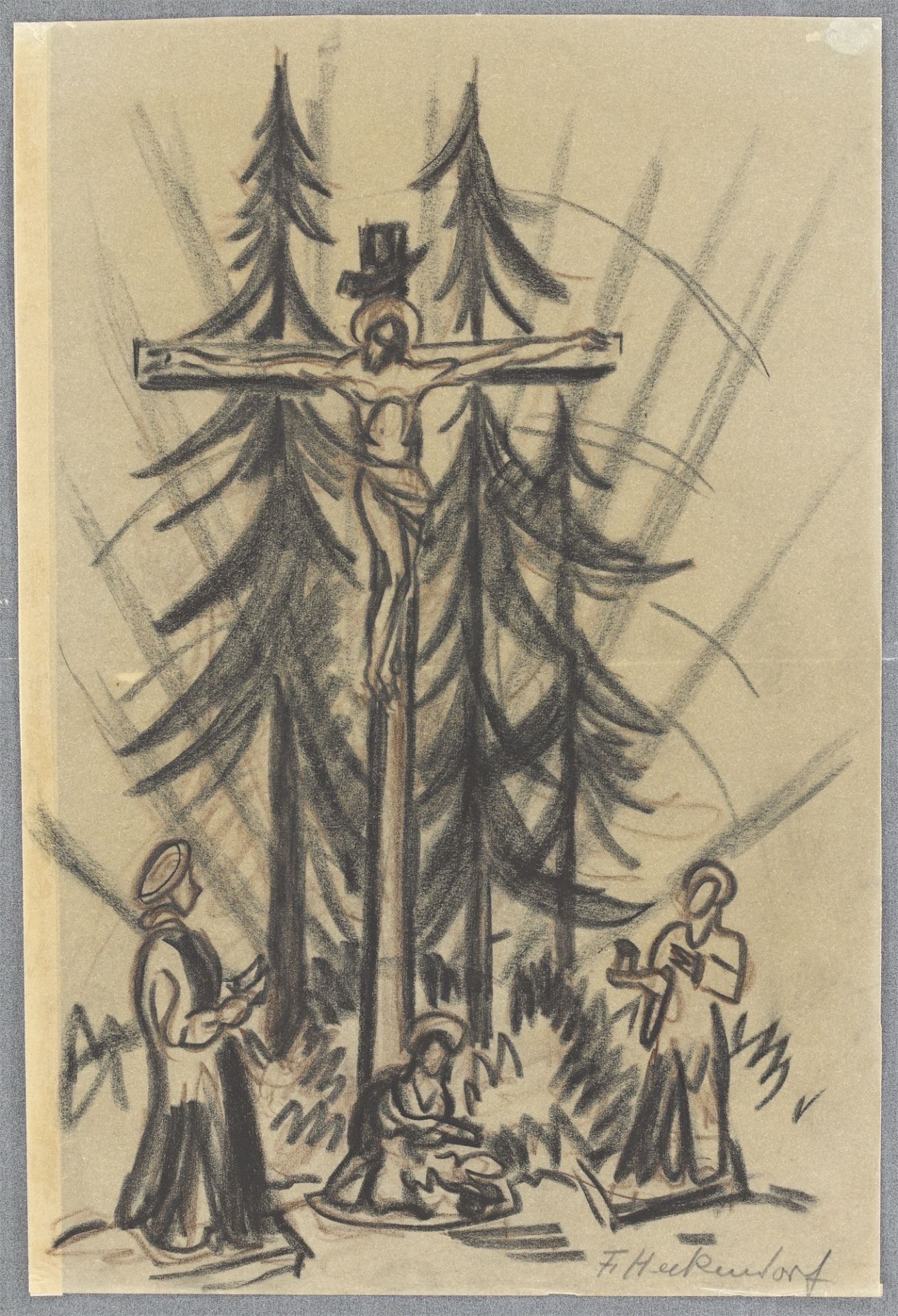 Franz Heckendorf. Monastery church Fürstenfeldbruck near Munich / Crucifixion. 1949 - Image 6 of 8