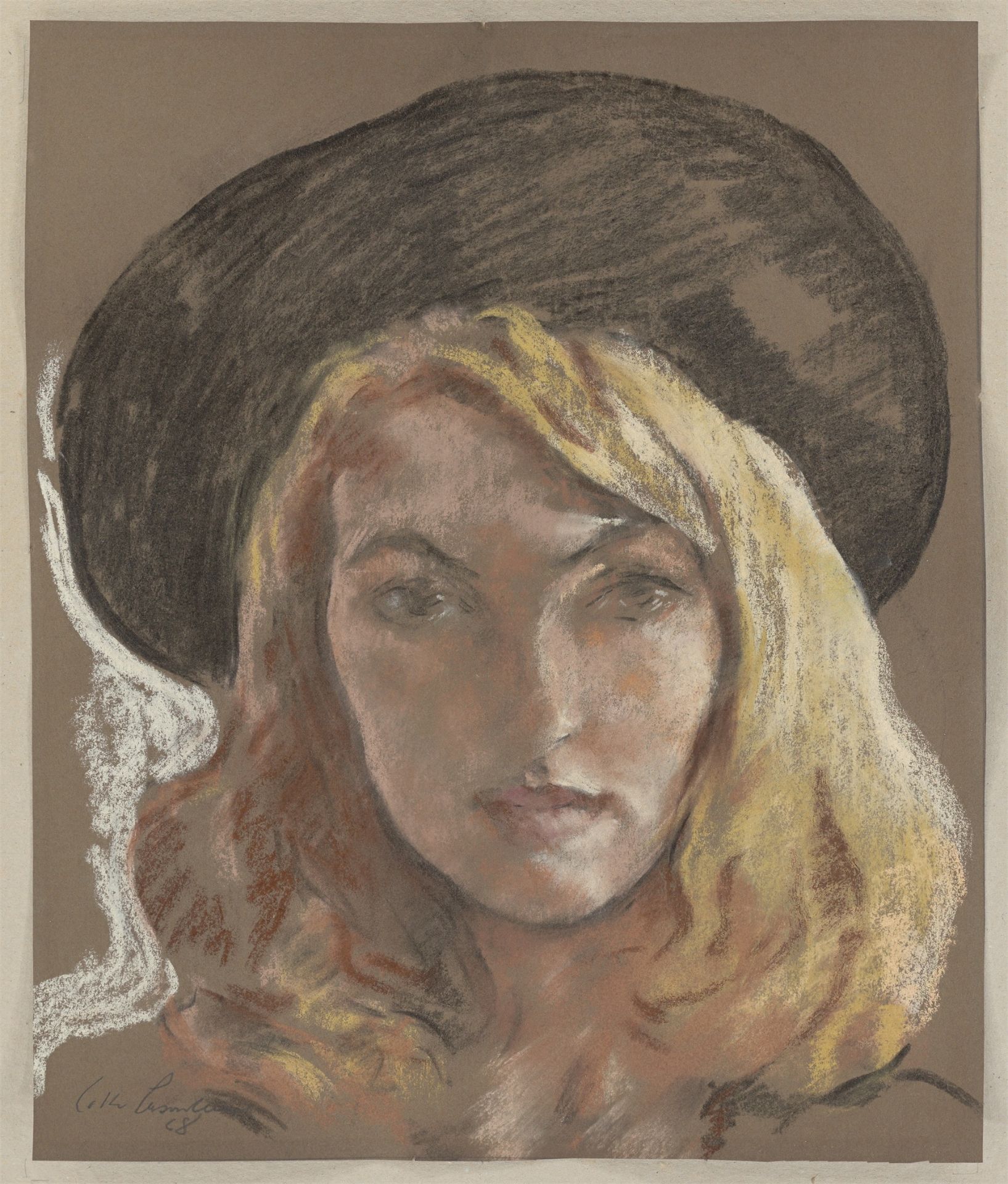 Lotte Laserstein. Portrait of a young woman with hat. - Image 2 of 3