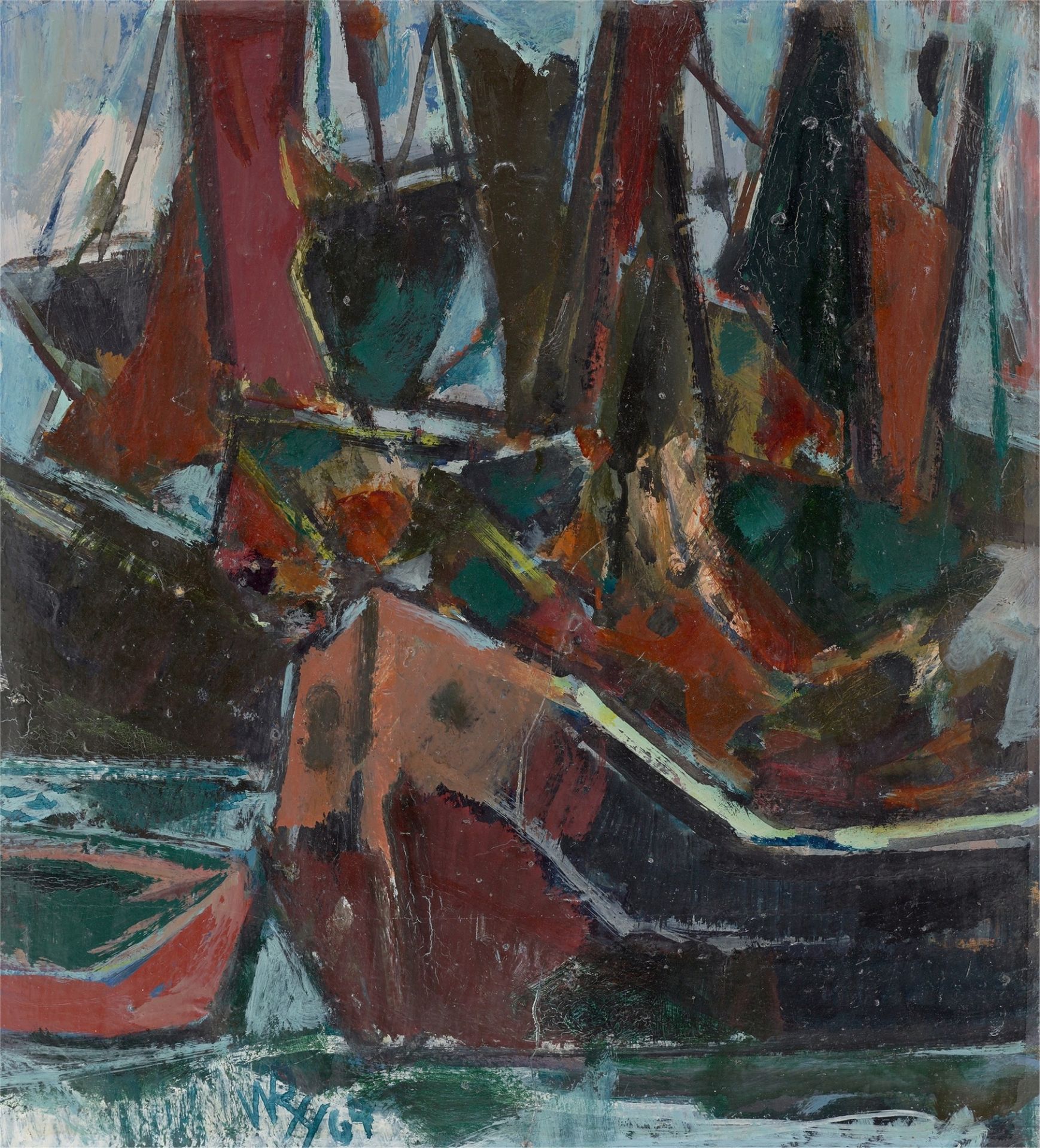 Willy Robert Huth. Ships at the harbour. 1967