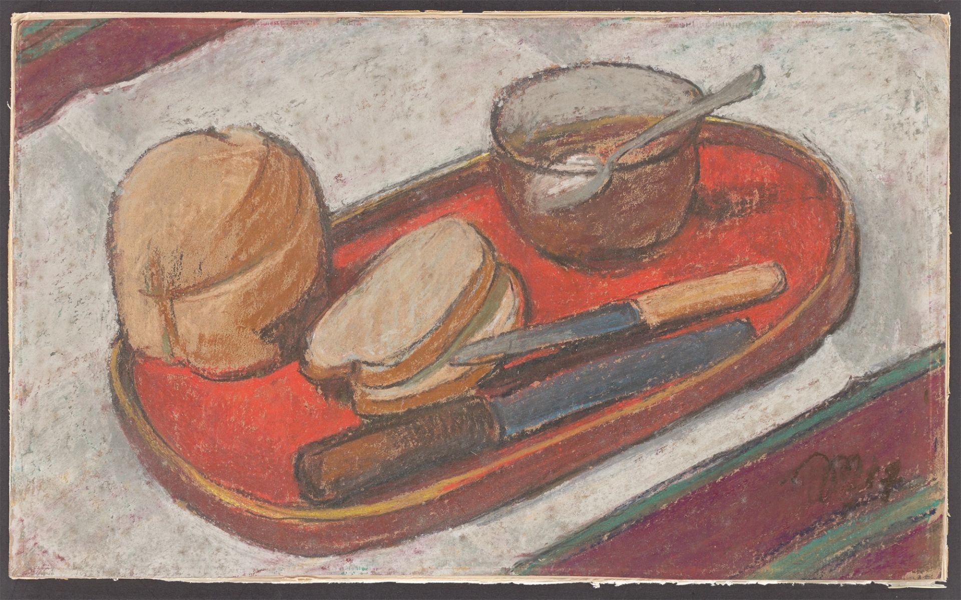 Johannes Niemeyer. Stillleben mit Frühstücksbrett. 1947 - Bild 2 aus 4