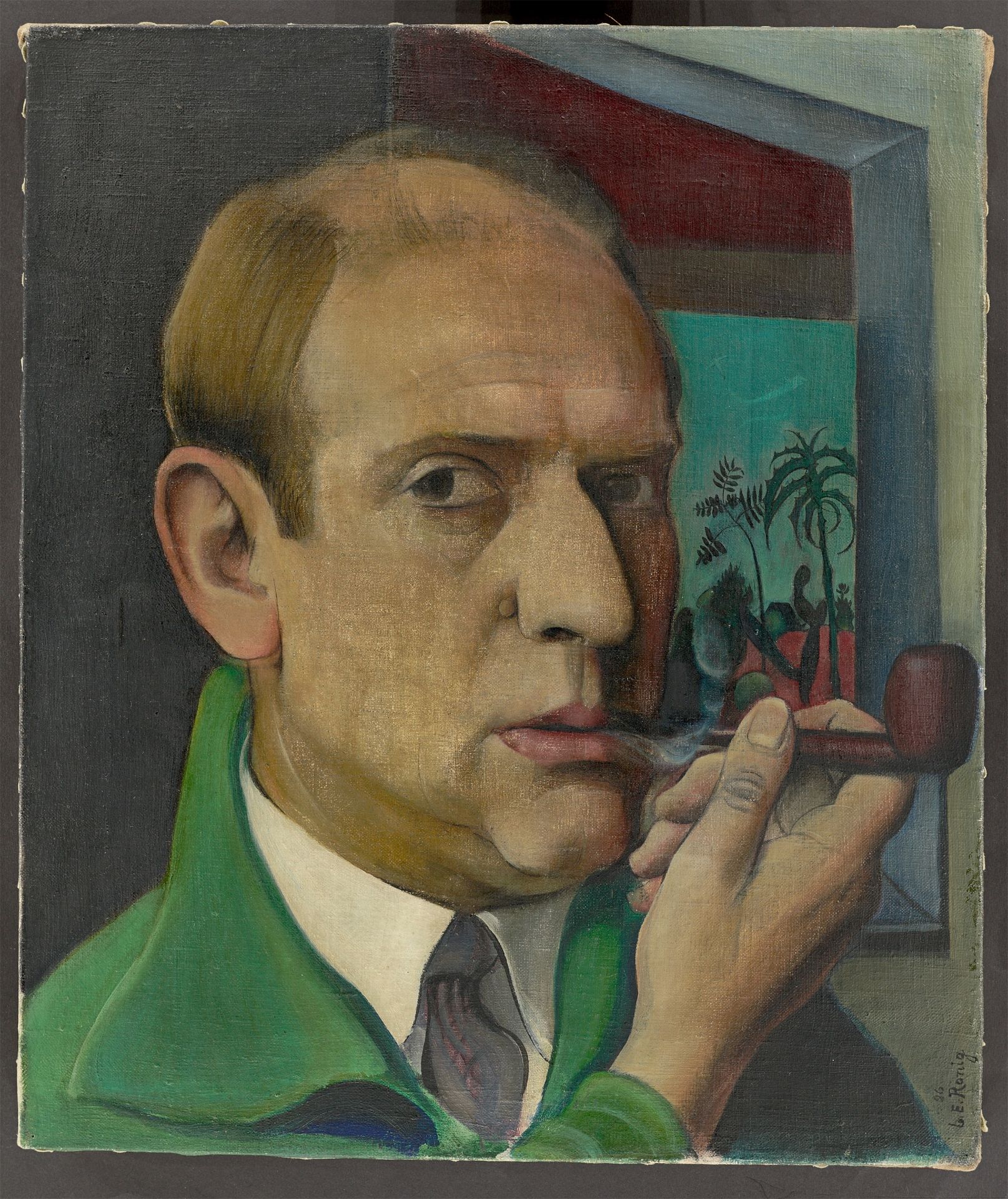 Ludwig Egidius Ronig. Selbstporträt mit Pfeife. 1926 - Bild 2 aus 4