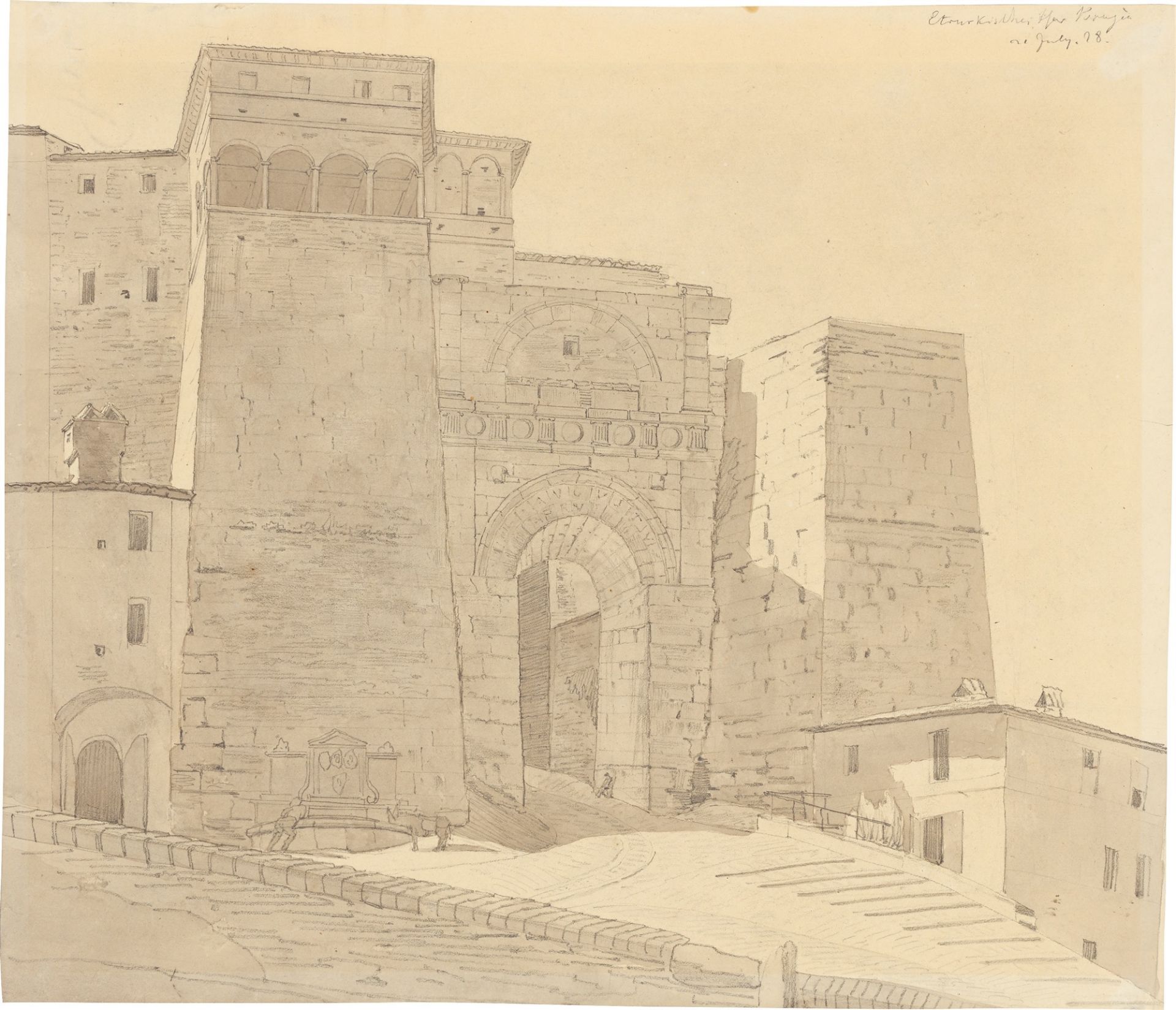 Johann Carl Baehr. Etruskisches Tor in Perugia. 1828