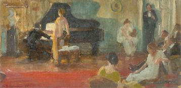 Max Pietschmann. House concert with grand piano and singer. 1925