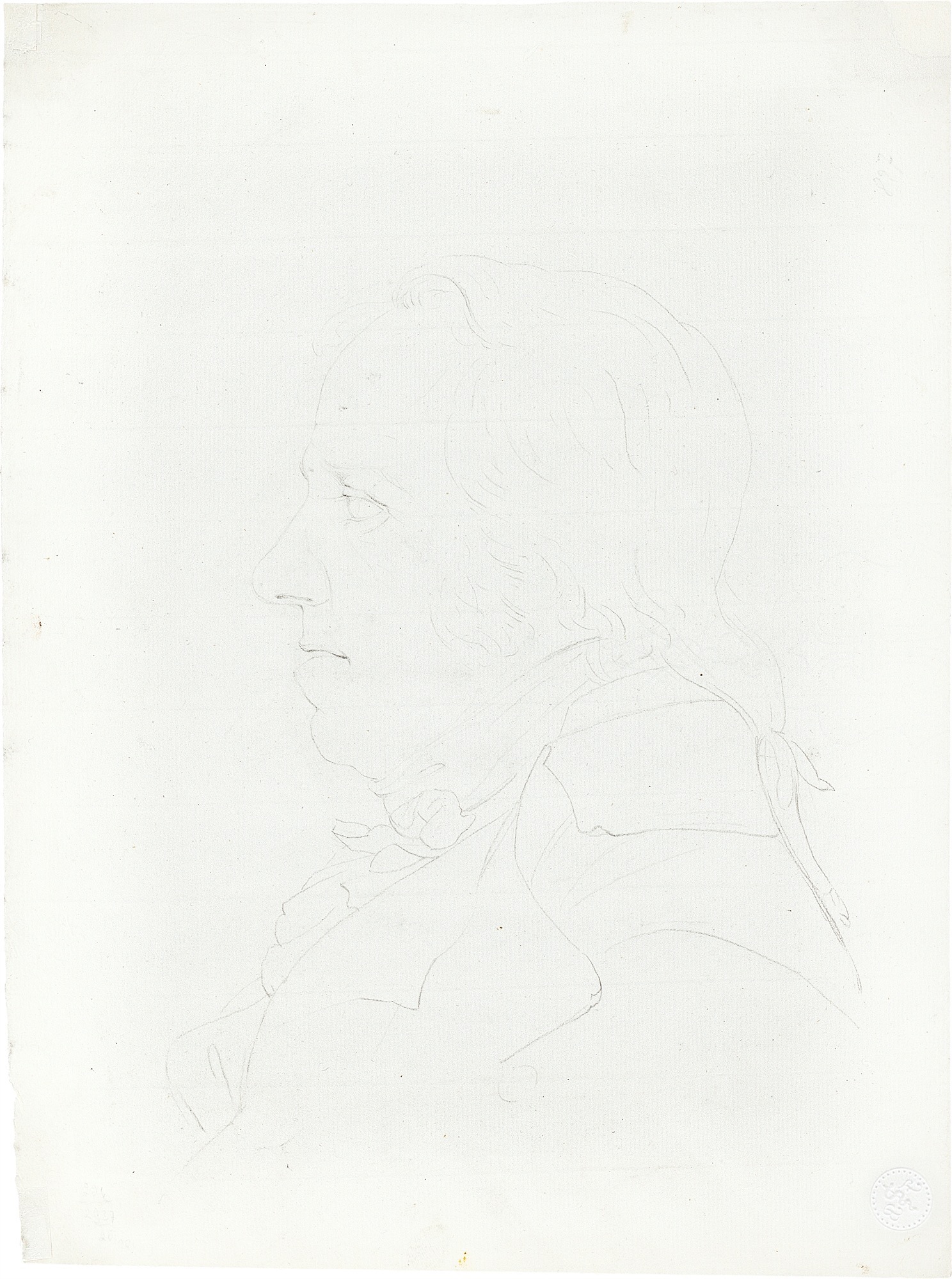 Johann Martin von Rohden. Portrait of a man (Self-portrait?) / Study of a tree (two-sided).