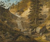 Friedrich Christian Reinermann. Waterfalll in Switzerland. 1829