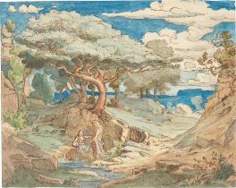Albert Venus. Landscape with Mary Magdalene and Jesus (Noli me tangere). 1869 (?)