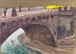 Osmar Schindler. Dresden - Augustusbrücke (study). Circa 1900
