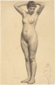 Max Pietschmann. Female nude with hands behind head. 1897