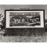 Dorothea Lange. Billboard on U.S. Highway 99 in California. Part of National advertising camp…. 1937