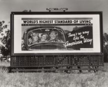Dorothea Lange. Billboard on U.S. Highway 99 in California. Part of National advertising camp…. 1937
