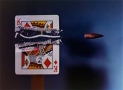 Harold E. Edgerton. Cutting the card quickly. 1964