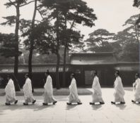 Werner Bischof. Shinto-Priests in the court of the Meiji Temple, Tokyo, Japan. 1951