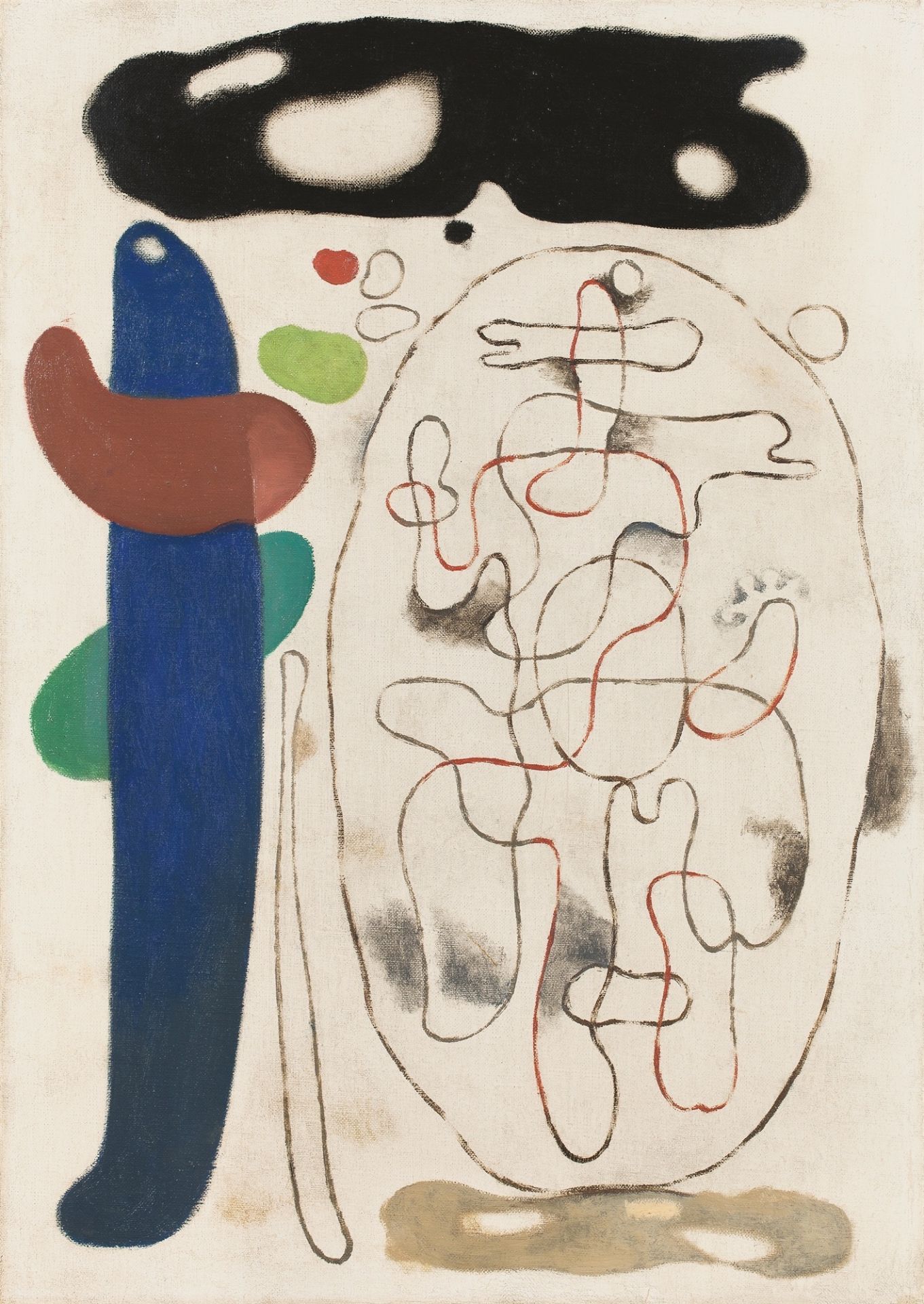 Willi Baumeister. „Dekomposition“ („Senkrechte mit Linienfigur“). 1938