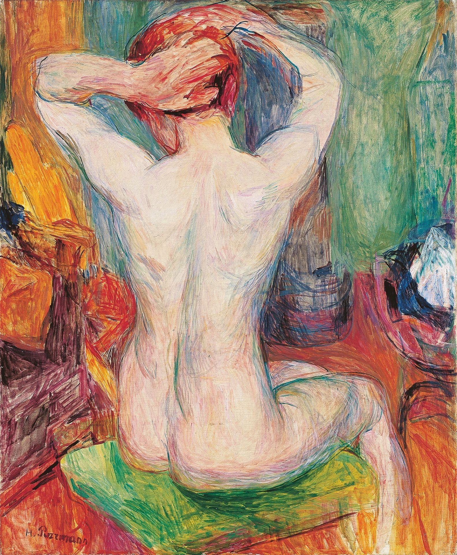 Hans Purrmann. ”Sitzender Rückenakt”. 1919