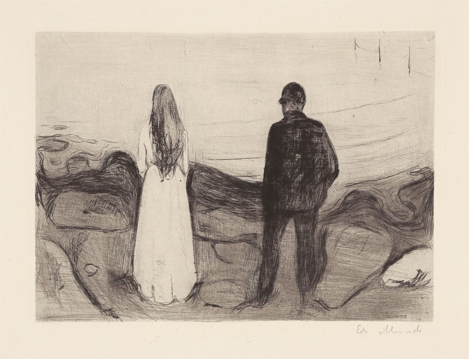 Edvard Munch. ”Two Human Beings, The Lonely Ones (To mennesker. De ensomme. Zwei Menschen. Di…. 1894