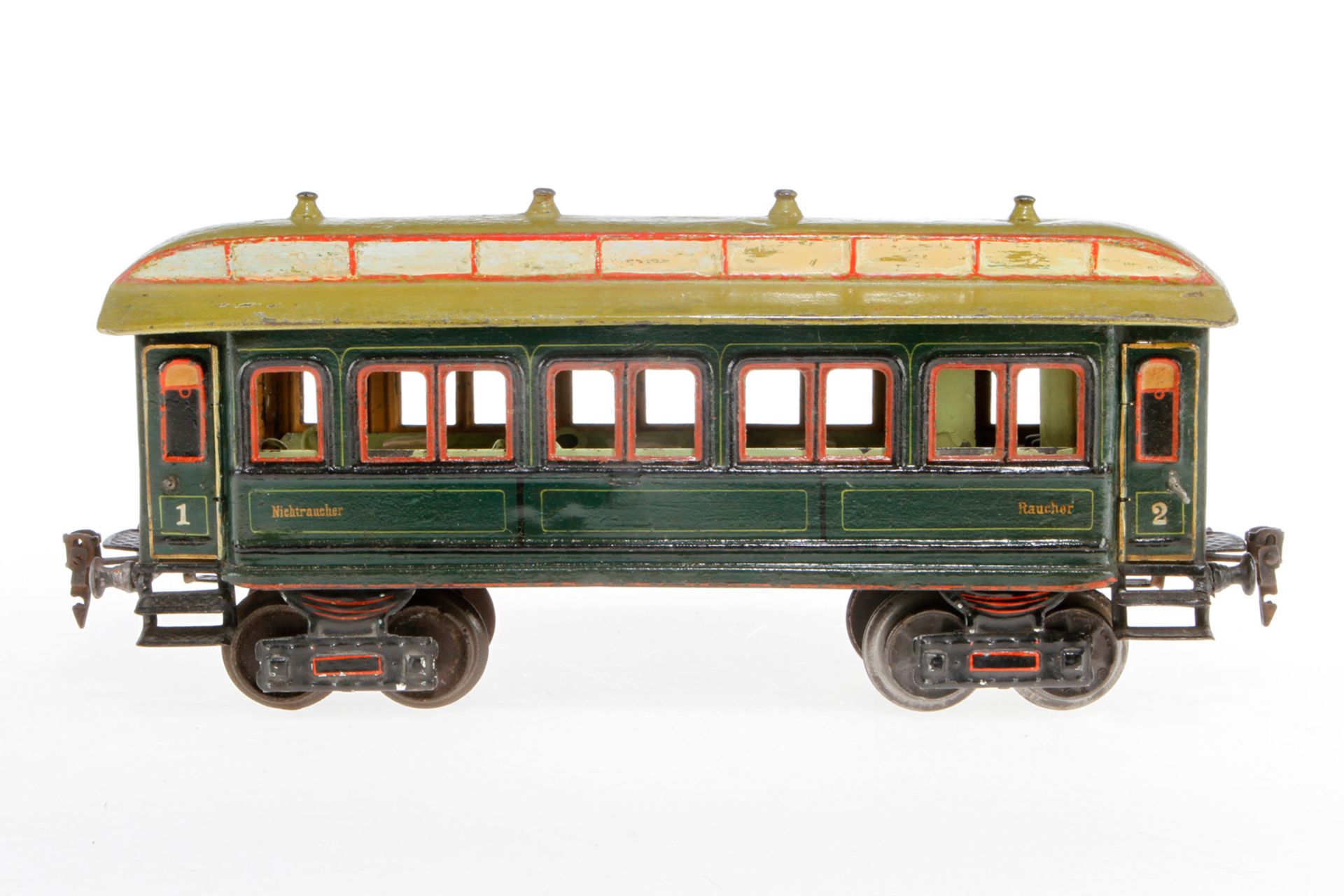 Märklin Personenwagen 1841, S 1, uralt, handlackiert, mit Speiseeinrichtung und 4 AT, 1 Türgriff feh