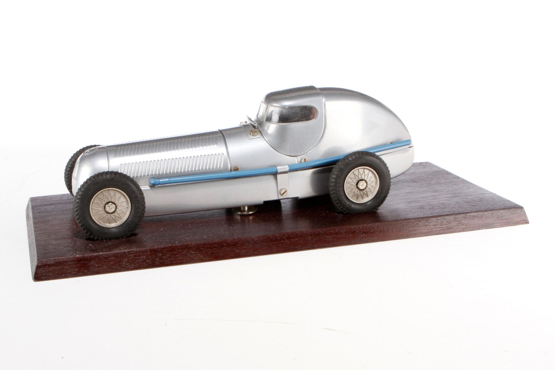 Märklin Rennwagen 1096, silber, mit Schlüssel, Alterungsspuren, L 26,5, Originalkarton, Z 1-2