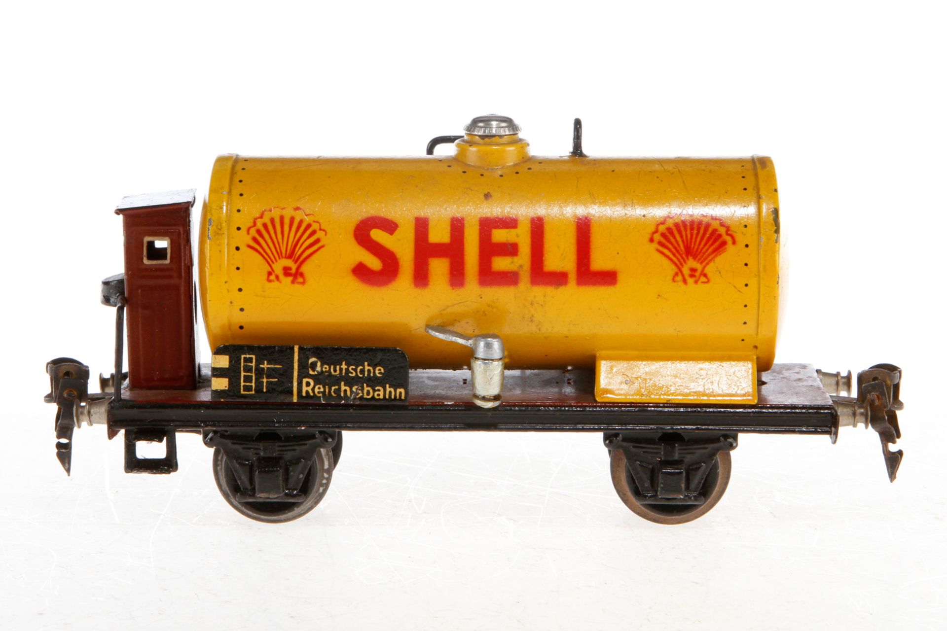 Märklin Shell Kesselwagen 1774, S 0, handlackiert, mit BRH, L 18,5, Z 4