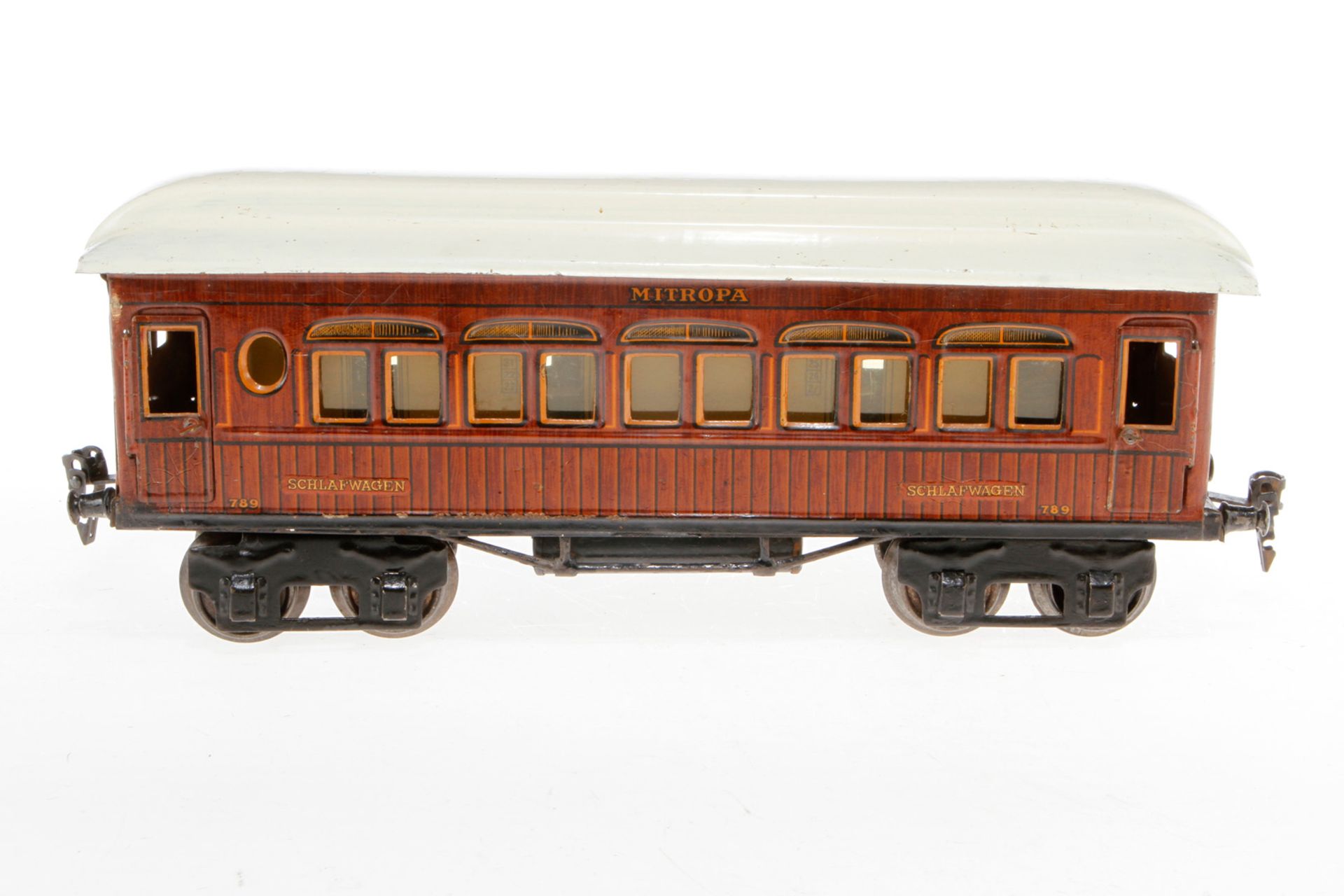 Märklin Mitropa Schlafwagen 1888, S 1, Chromlithographie, mit Inneneinrichtung und 4 AT, Dach ÜL, L 