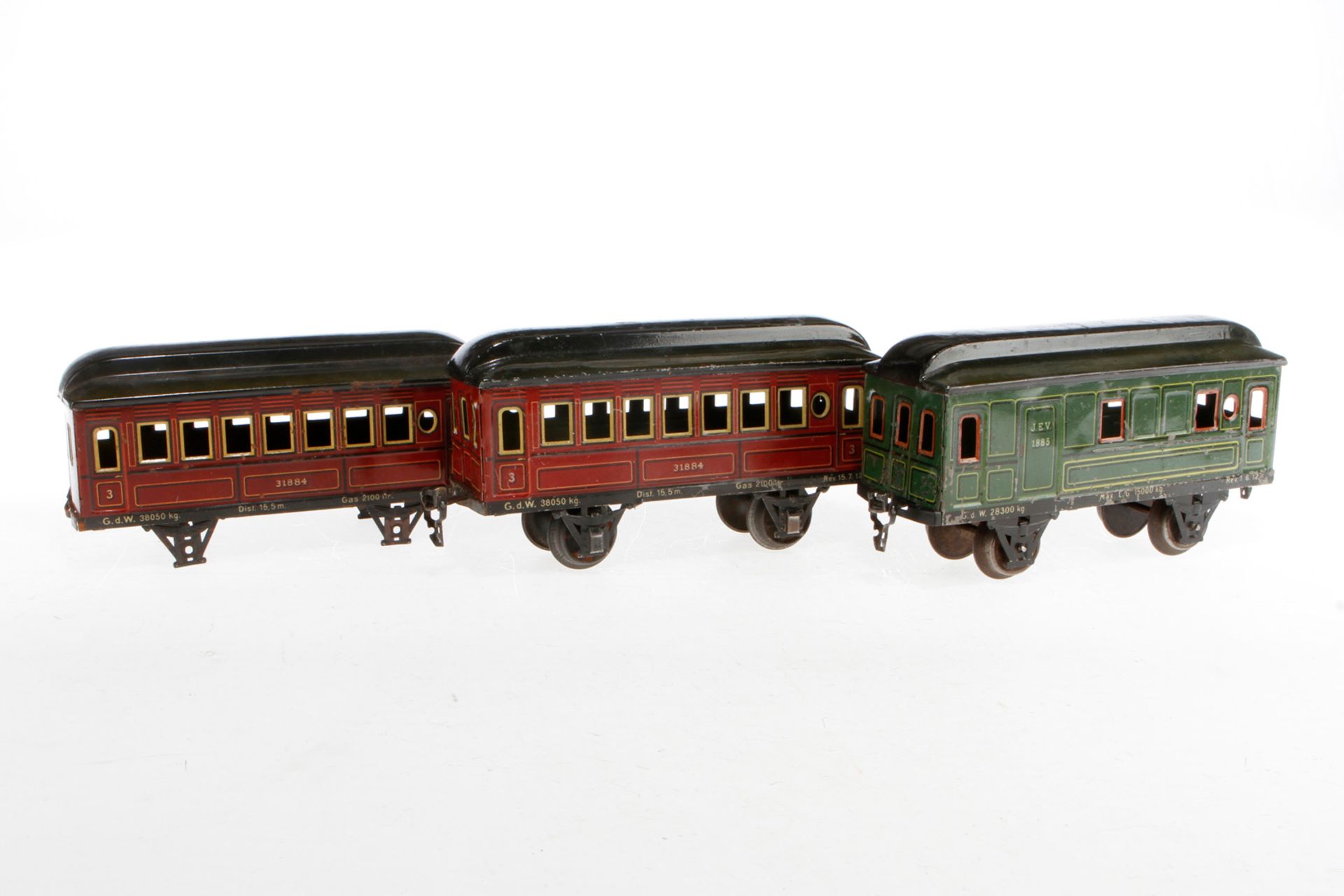 3 Märklin Wagen 1884/1885, S 1, Chromlithographie, Z 4